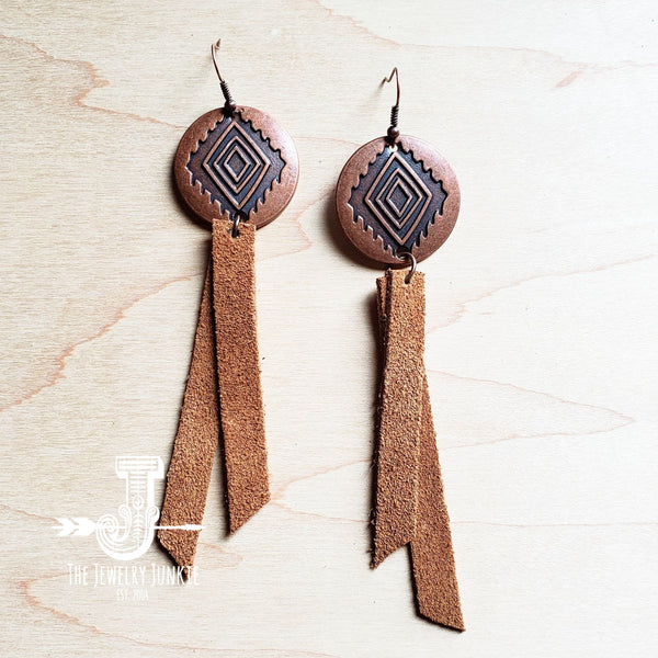 Leather Rectangle Earrings w/ Tan Suede 200m