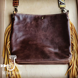 **Tejas Leather Bucket Hide Handbag w/ Yellow Navajo Accent 506a