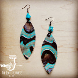 Leather Oval Earrings in Turquoise Laredo w/ Turquoise Accent 206s