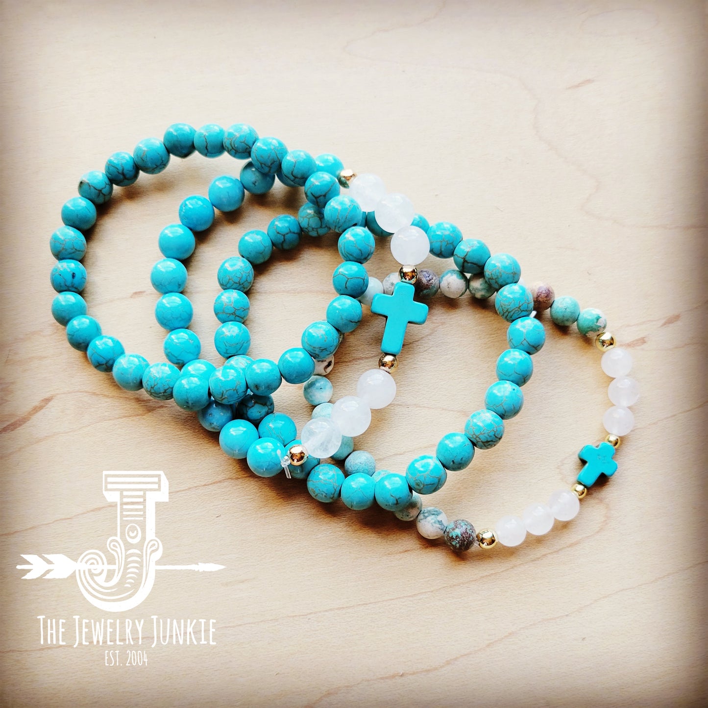 Bracelet Bar-Natural Jade and Hematite Beaded Stretch Bracelet