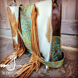 Large Hair on Hide Box Handbag w/ Dallas Turquoise Accent 506o