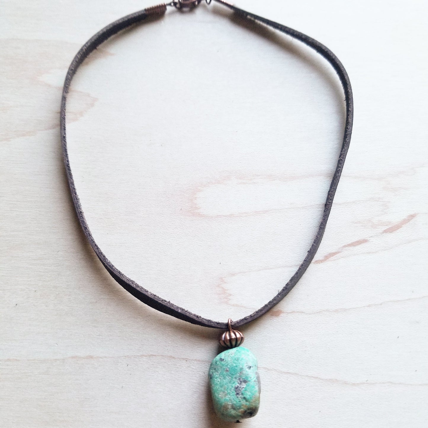 Leather Choker with African Turquoise Accent 242z – The Jewelry Junkie