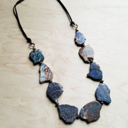 Navy Blue Regalite Slab Necklace 246g - The Jewelry Junkie