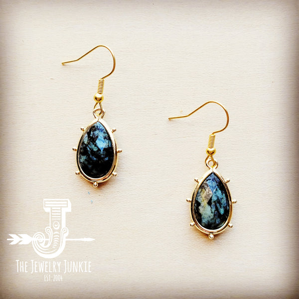 *Genuine African Turquoise Teardrop Earrings 211t