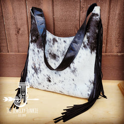 Montana Leather Hobo Handbag Black & White Hair-on-Hide 510c