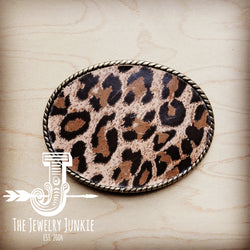 *Rope Edge Leather Belt Buckle Leopard Suede 903q