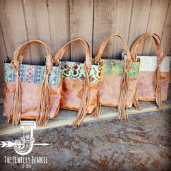 Tejas Leather Bucket Hide Handbag with Gilded Cowboy Accent 506s
