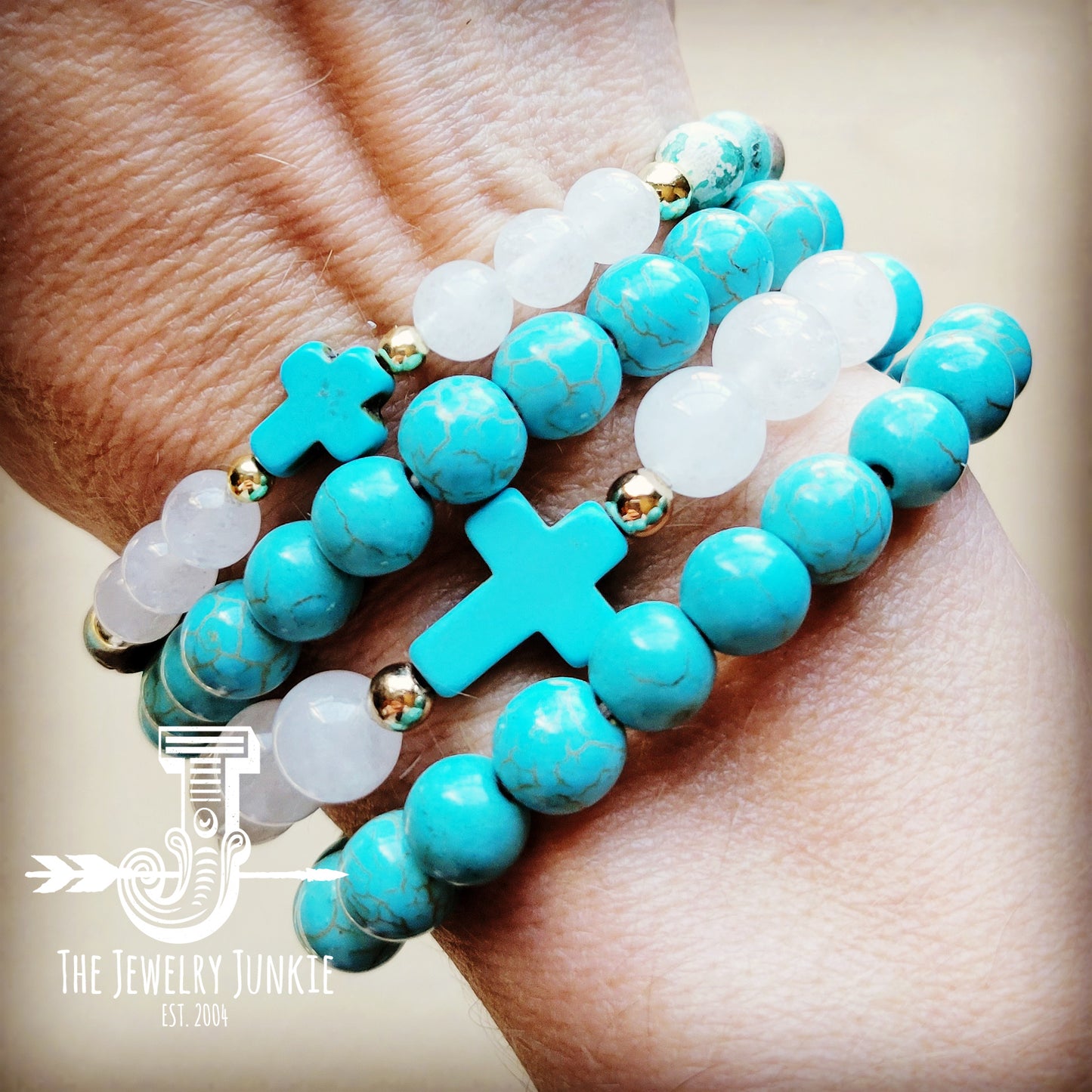 Bracelet Bar-Natural Jade and Hematite Beaded Stretch Bracelet