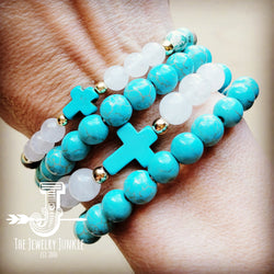 Bracelet Bar-Natural Jade and Hematite Beaded Stretch Bracelet