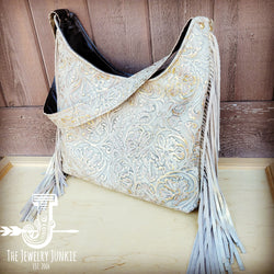 Montana Leather Hobo Handbag in Gilded Cowboy & Fringe 507k