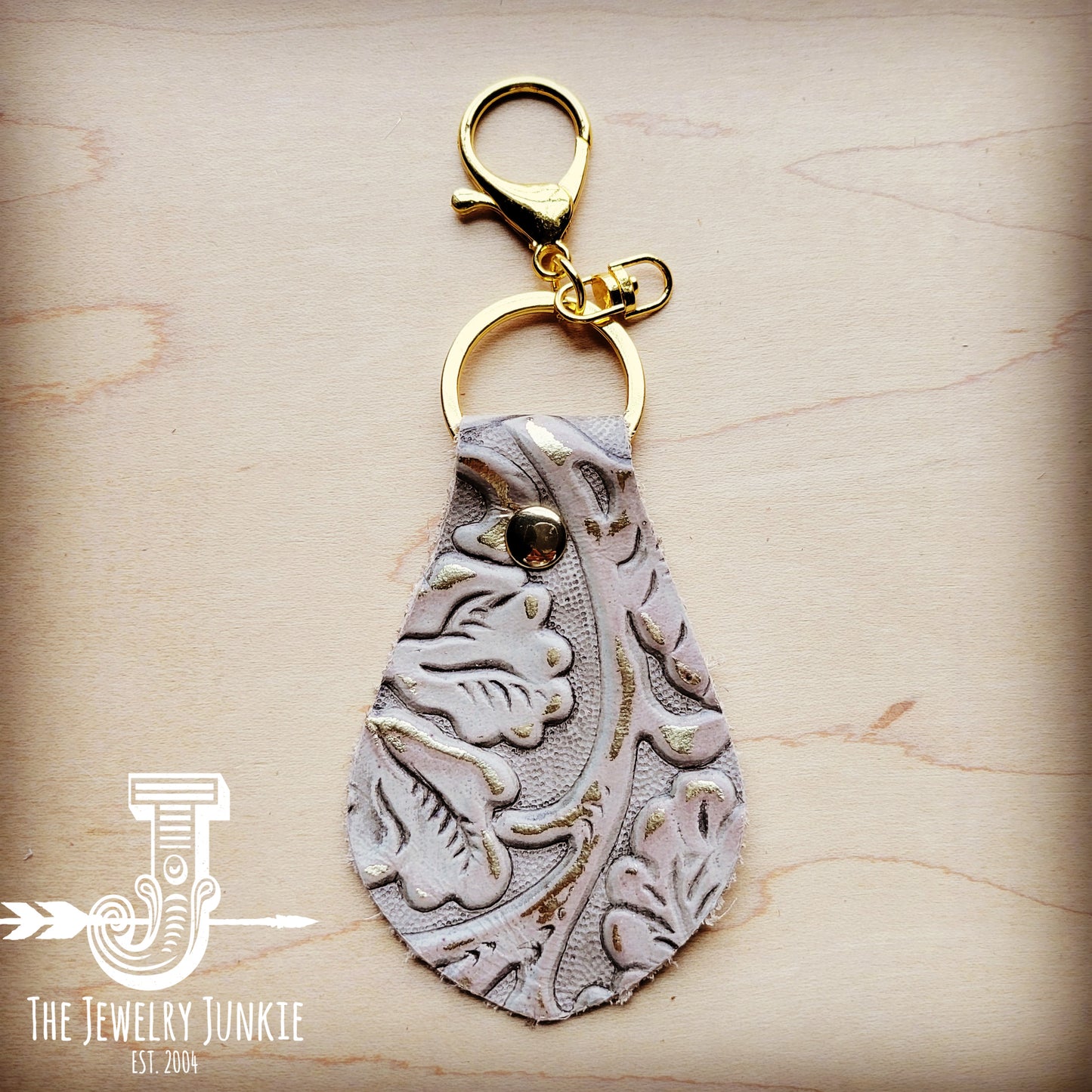 Embossed Leather Key Chain -Gilded Cowboy 702k