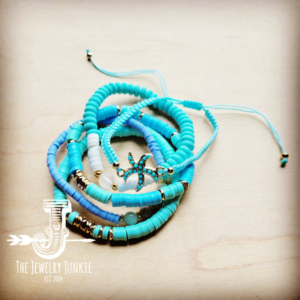 *Multiple Beaded & Woven Stretch Bracelet Set-Beachy 806z
