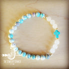 Bracelet Bar-Natural Jade and Howlite Beaded Stretch Bracelet