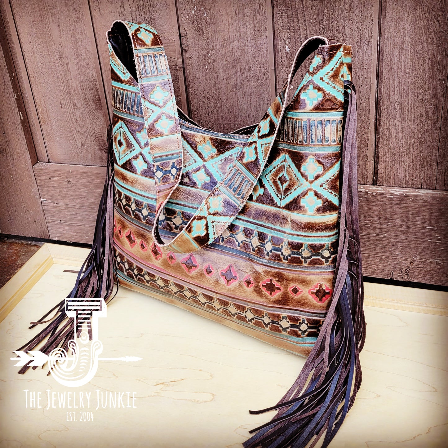 Montana Embossed Leather Hobo Handbag in Santa Fe 508L