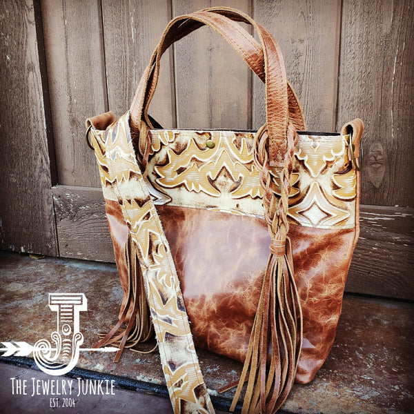 *Tejas Leather Bucket Handbag w/ Sienna Laredo Accent and Braids 506j