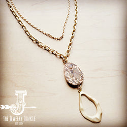 *Matte Gold Necklace w/ Genuine Bronzite Pendant 254j