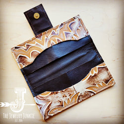 *Embossed Leather Wallet-Sienna Laredo with Snap 302h
