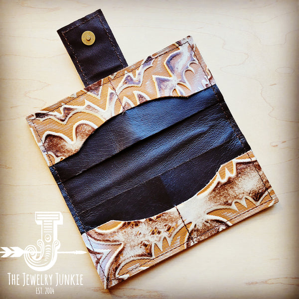 *Embossed Leather Wallet-Sienna Laredo with Snap 302h