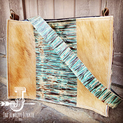 *Large Hair on Hide Box Handbag w/ Turquoise Chateau Accent 506n