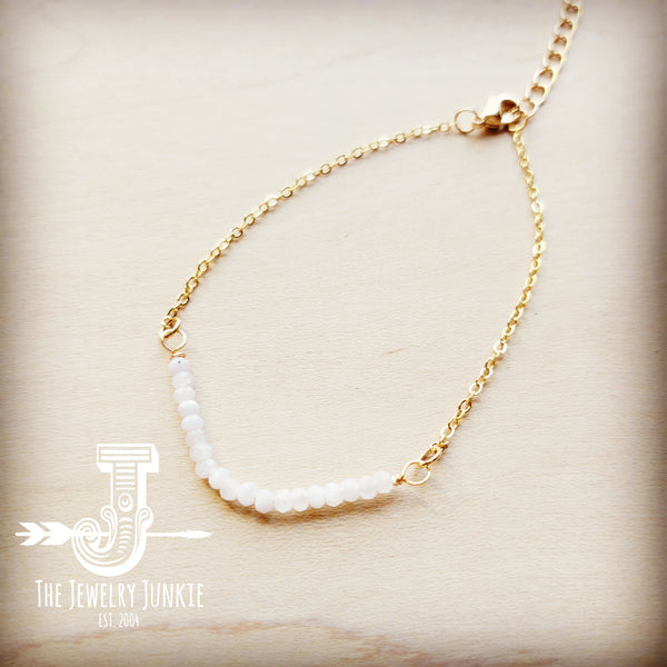 *Gold Bracelet with Genuine Moonstone Beads 807f