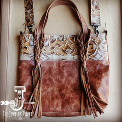 *Tejas Leather Bucket Handbag w/ Sienna Laredo Accent and Braids 506j