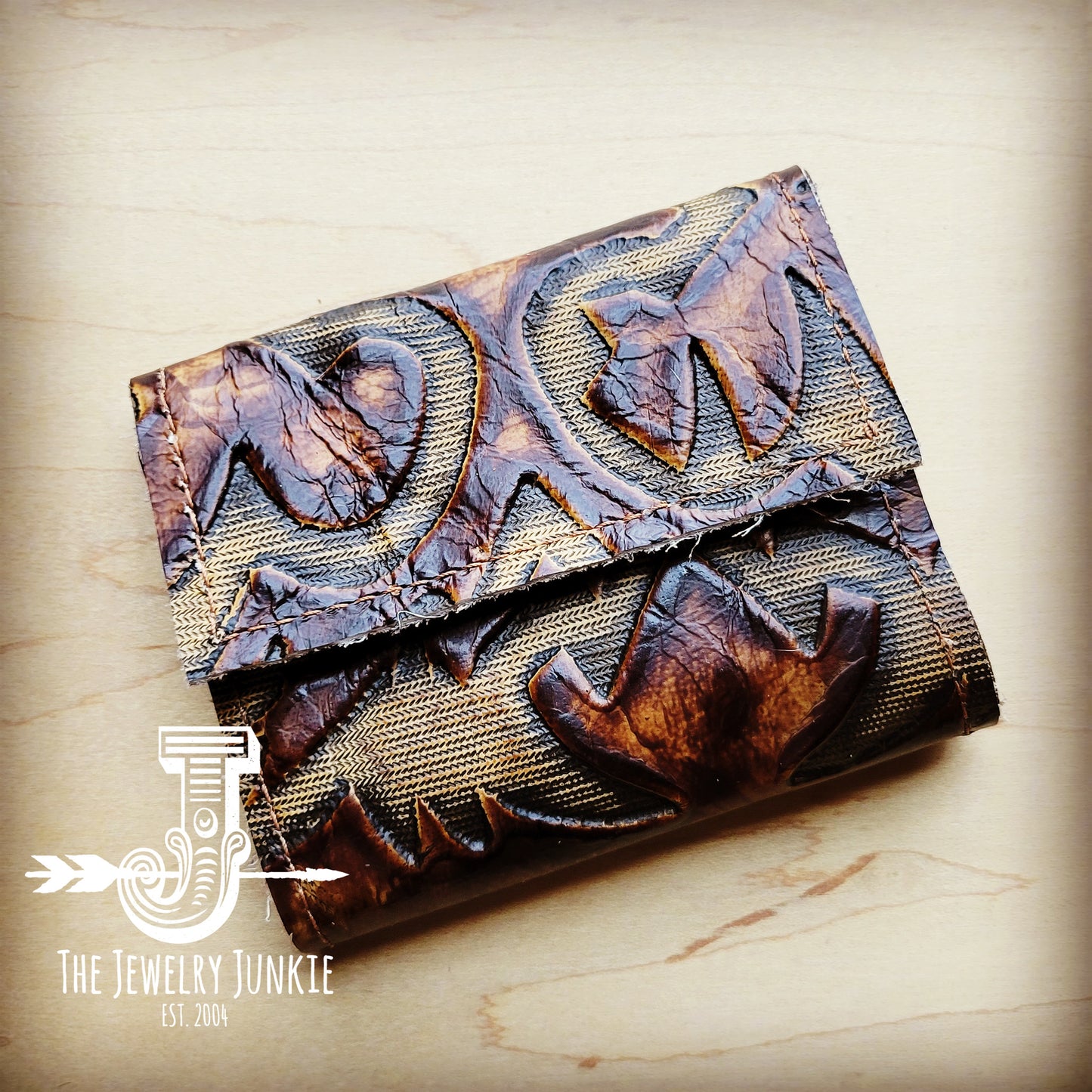 *Arizona Tri-Fold Embossed Leather Wallet-Brown Laredo 303o