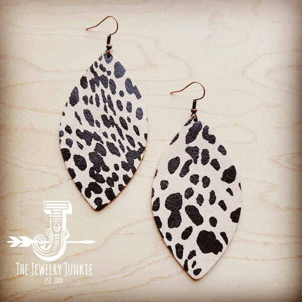 Leather Oval Earring-Cheetah Suede 209y
