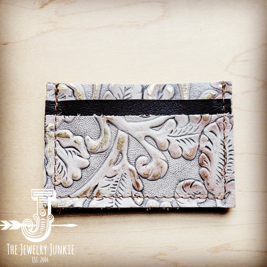 Embossed Leather Credit Card Holder-Gilded Cowboy 602j