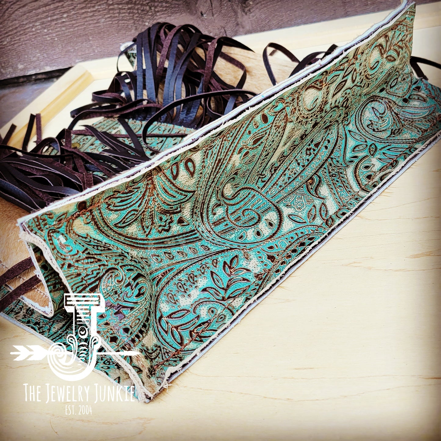 **Hair on Hide Box Handbag w/ Turquoise Brown Paisley Accents 508k