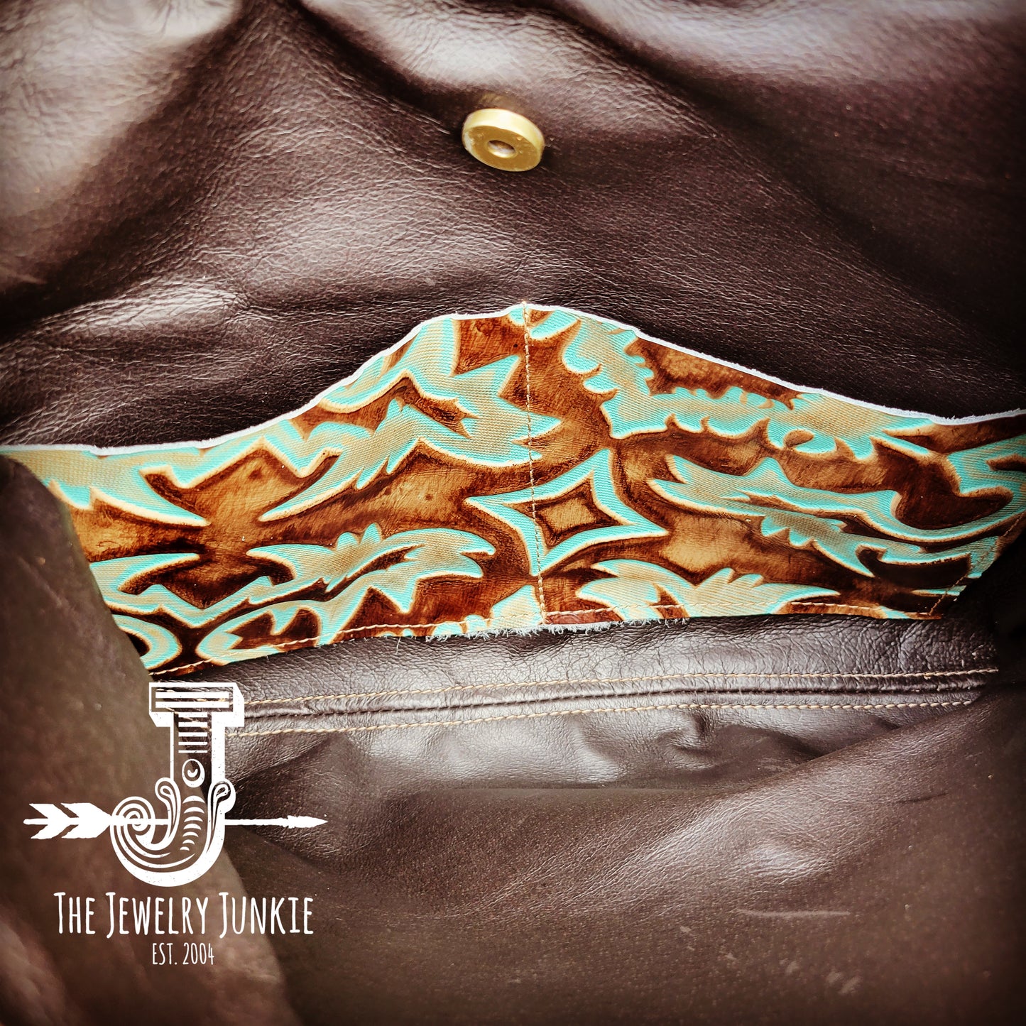 Montana Embossed Leather Hobo Handbag in Turquoise Laredo 508p