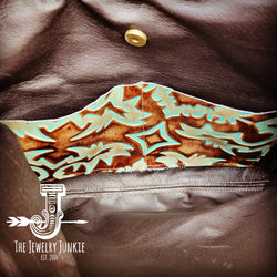 Montana Embossed Leather Hobo Handbag in Turquoise Laredo 508p
