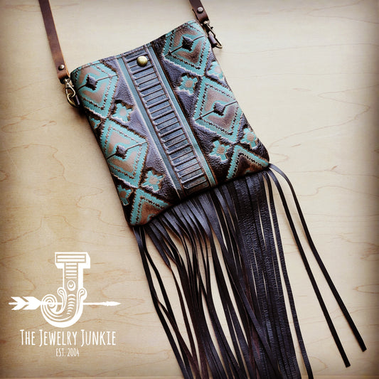 Small Crossbody Handbag w/ Turquoise Navajo Tooled Leather 504c