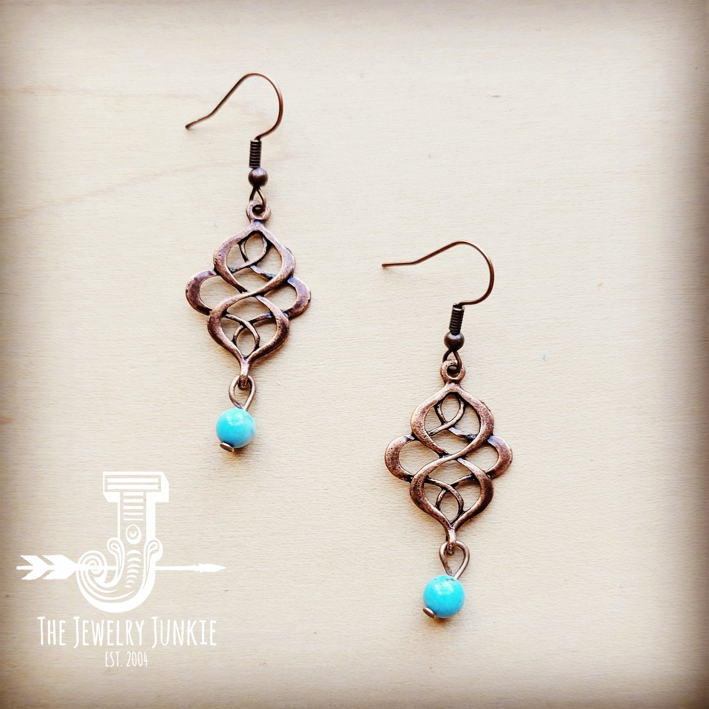 *Blue Turquoise Scroll Drop Earrings 211j