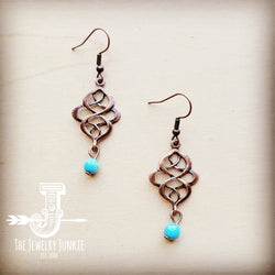 *Blue Turquoise Scroll Drop Earrings 211j