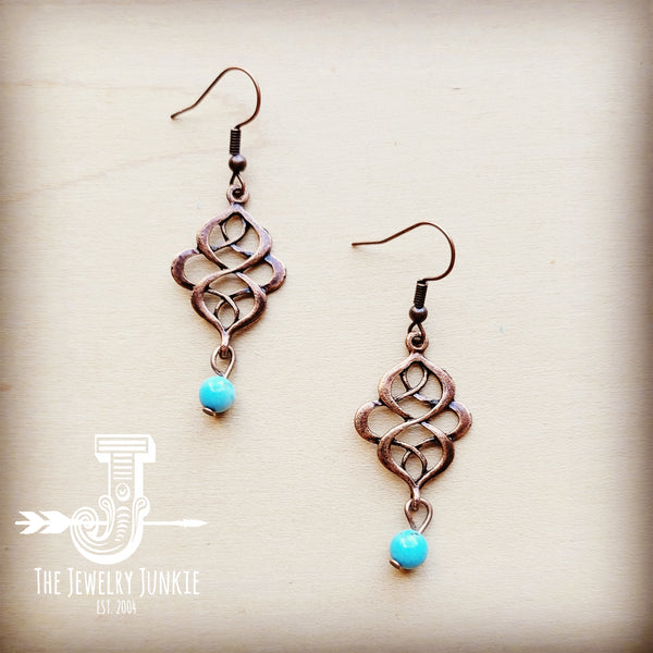*Blue Turquoise Scroll Drop Earrings 211j