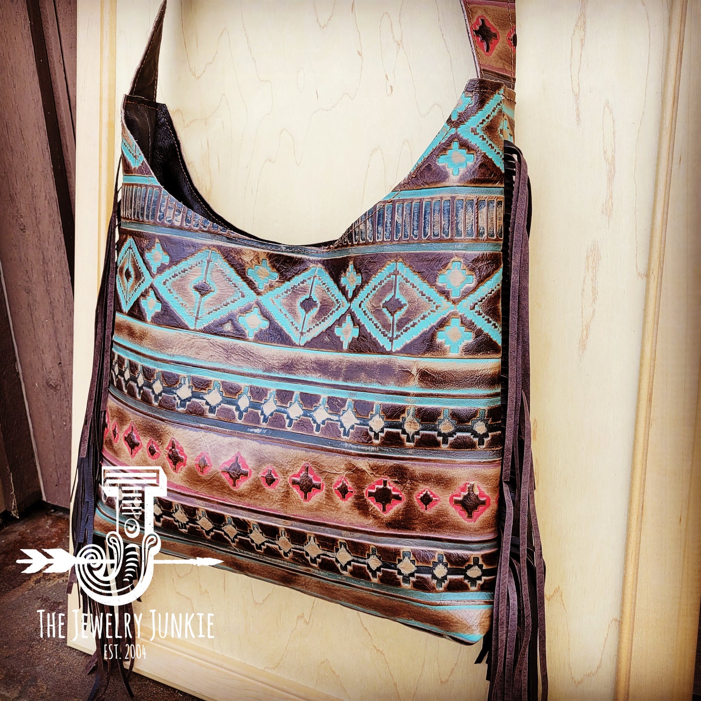 Montana Embossed Leather Hobo Handbag in Santa Fe 508L
