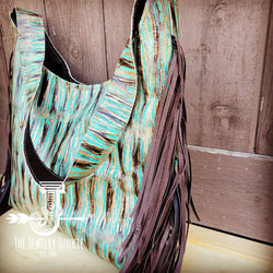 *Montana Embossed Leather Hobo Handbag Turquoise Chateau 508t