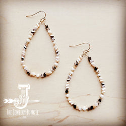 *Beaded Teardrop Hoop Earrings w/ Faceted Gemstones 212h
