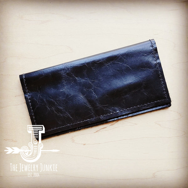 Distressed Leather Wallet-Black 304d