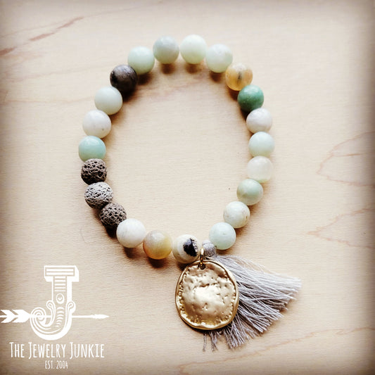 Frosted Amazonite with Tassel and Coin 806m