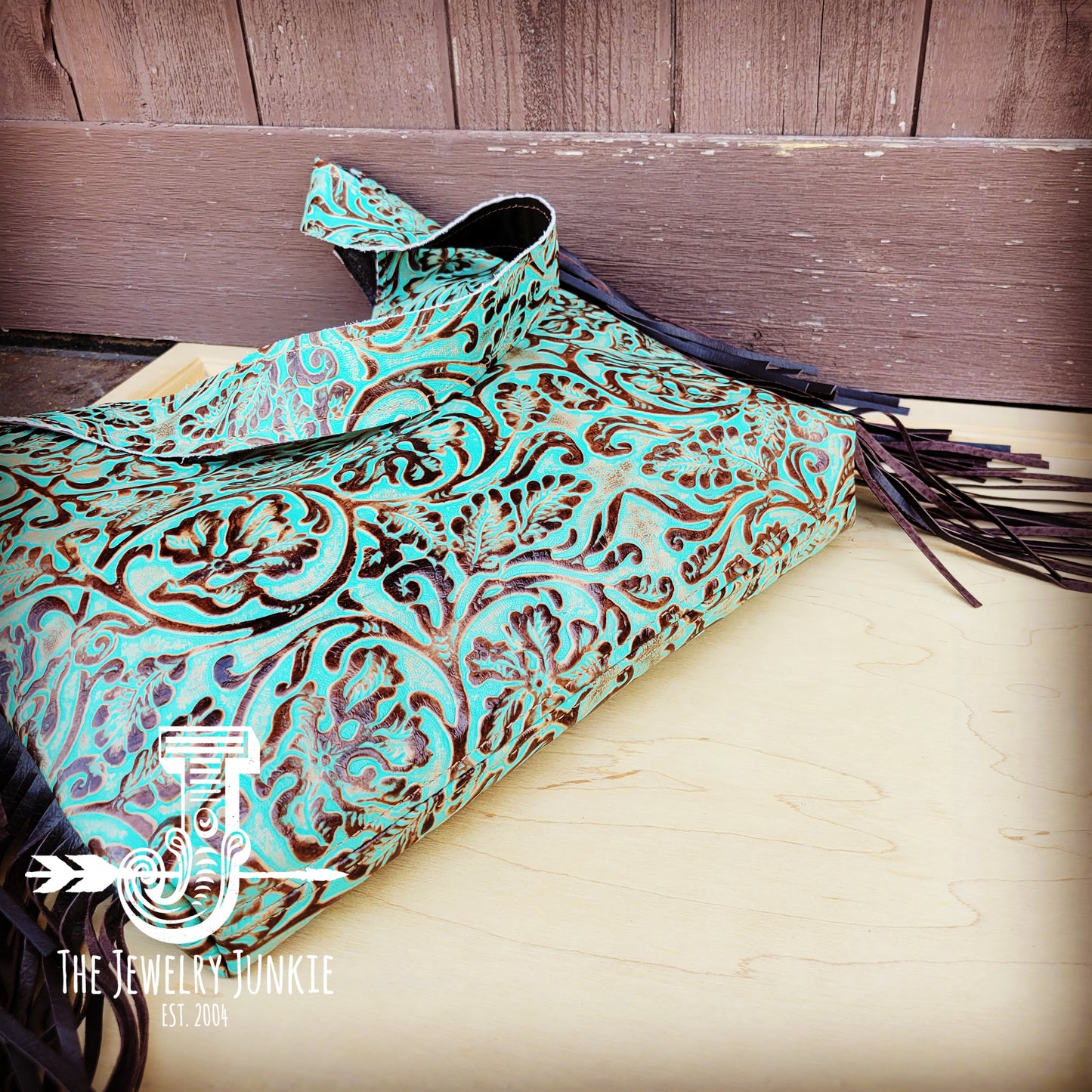 Montana Embossed Leather Hobo Handbag in Cowboy Turquoise 508m