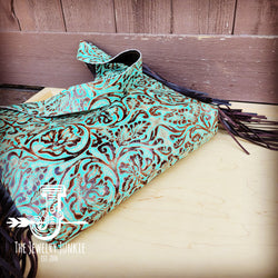 Montana Embossed Leather Hobo Handbag in Turquoise Laredo 508p