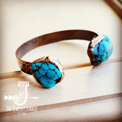 Genuine Natural Turquoise Cuff Bangle Bracelet in Copper 806t