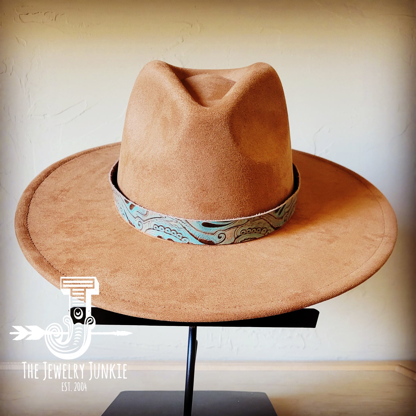 Napolis Turquoise Brown Embossed Leather Hat Band Only 951L