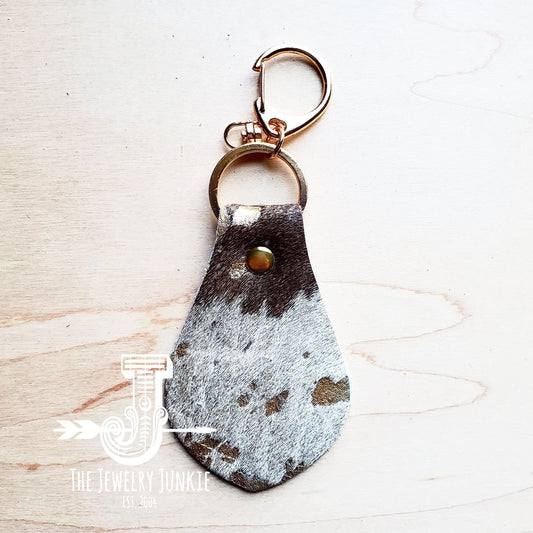 **Leather Keychain-Mixed Metallic Hair on Hide 700q