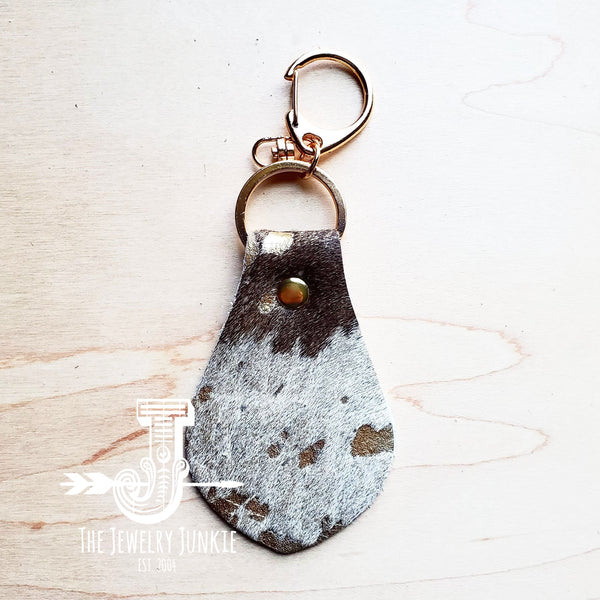 Leather Keychain-Mixed Metallic Hair on Hide 700q