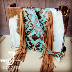 Large Hair on Hide Box Handbag w/ Turquoise Laredo Accent 506m