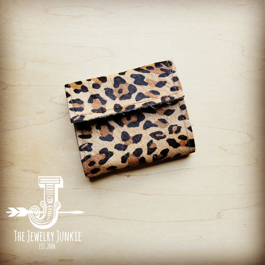 Arizona Tri-Fold Embossed Leather Wallet-Leopard Hair-on-Hide 303v