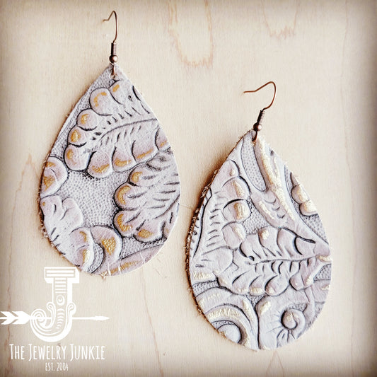 Leather Teardrop Earrings in Gilded Cowboy 207i