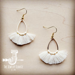 *Small Cream Fan Tassel Earrings 212s
